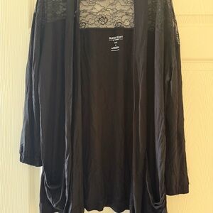 Black Lace Trim Cardigan